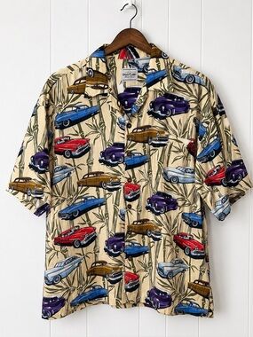 David Carey Originals Classic Car Hawaiian Camp Shirt Mens 2XL / 3XL Oversized